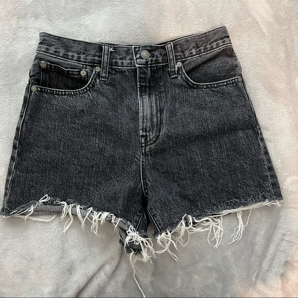 Black High rise Jean Shorts